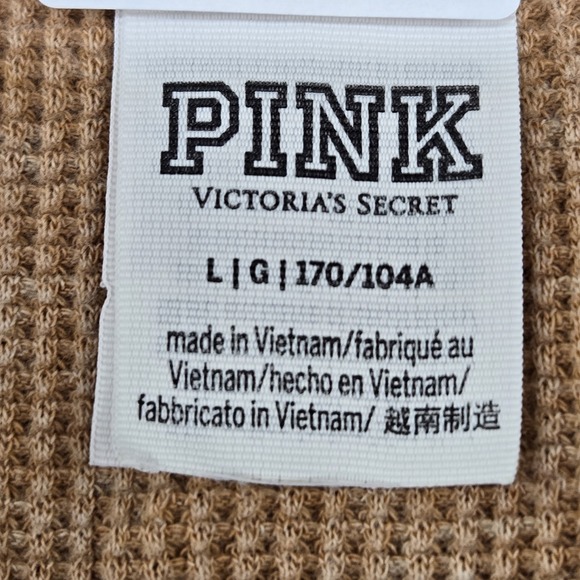 PINK Victoria's Secret Women Blouse L Brown Long Sleeve Knit Shirt V-Neck - Picture 3 of 11